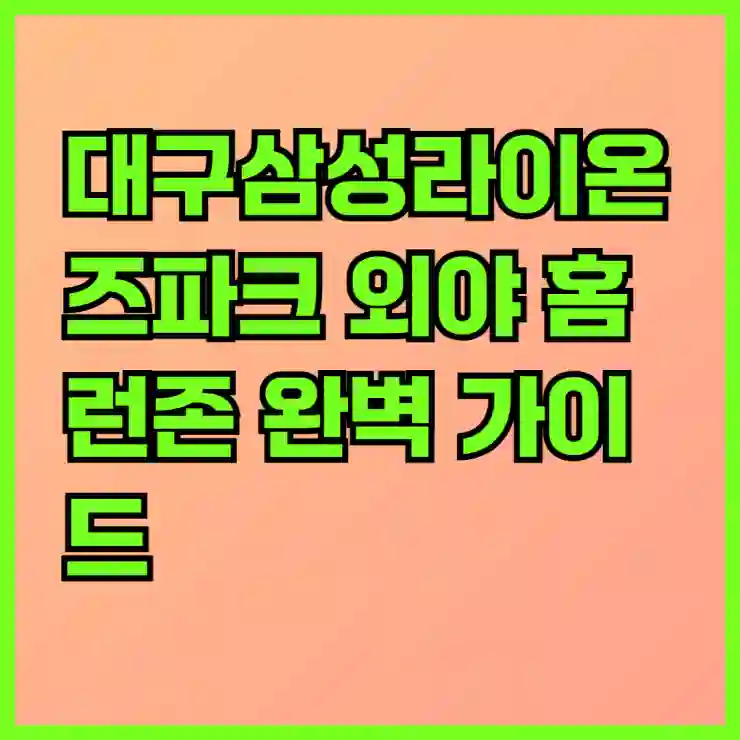 대구삼성라이온즈파크 외야 홈런존 완벽 가이드