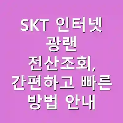 SKT 인터넷 광랜 전산조회, 간편하고 빠른 방법 안내